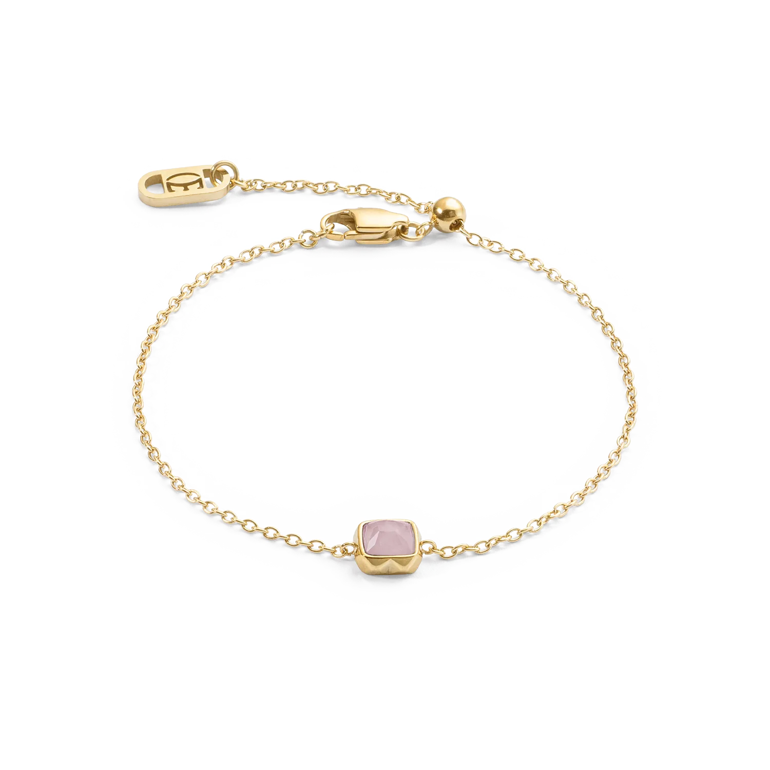 Birthstone October Bracelet Rose Quartz Gold