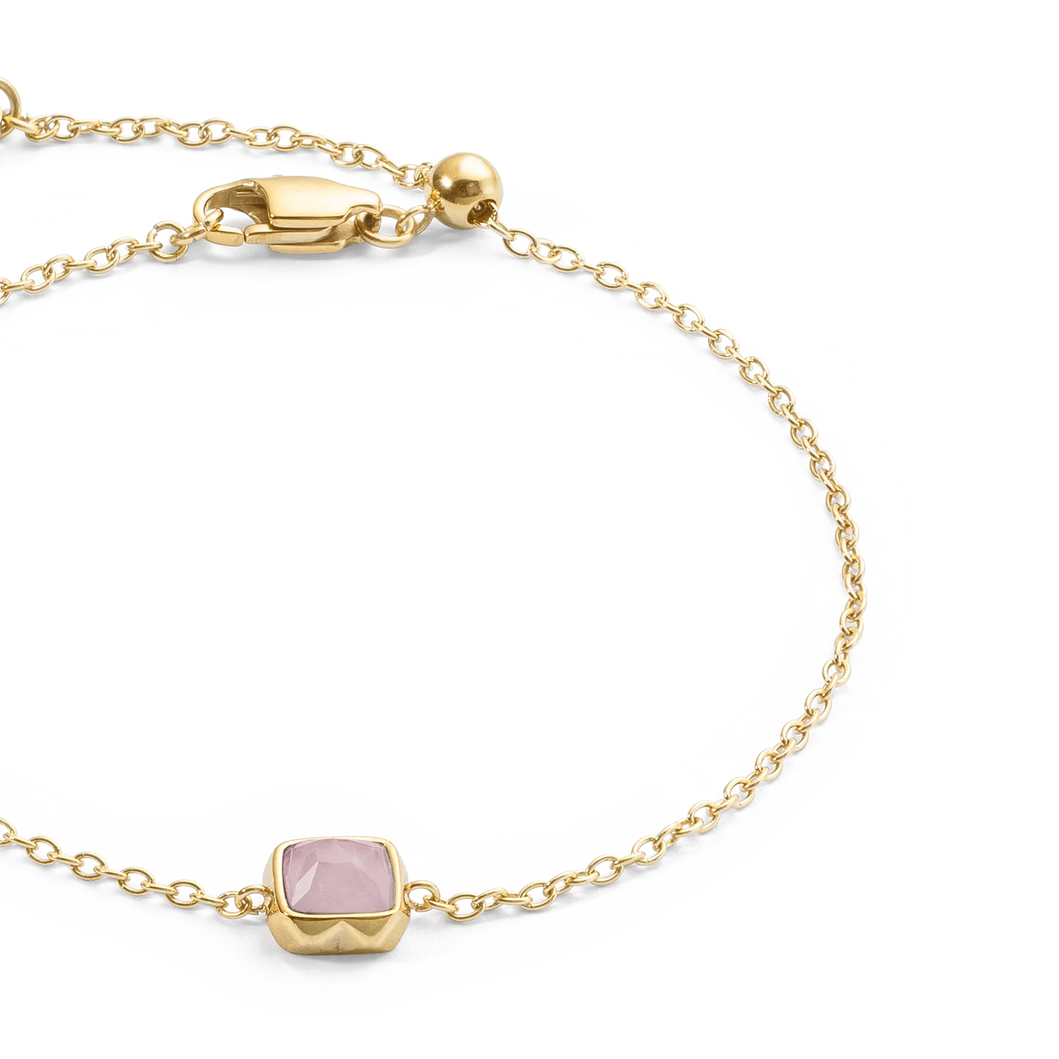 Birthstone October Bracelet Rose Quartz Gold