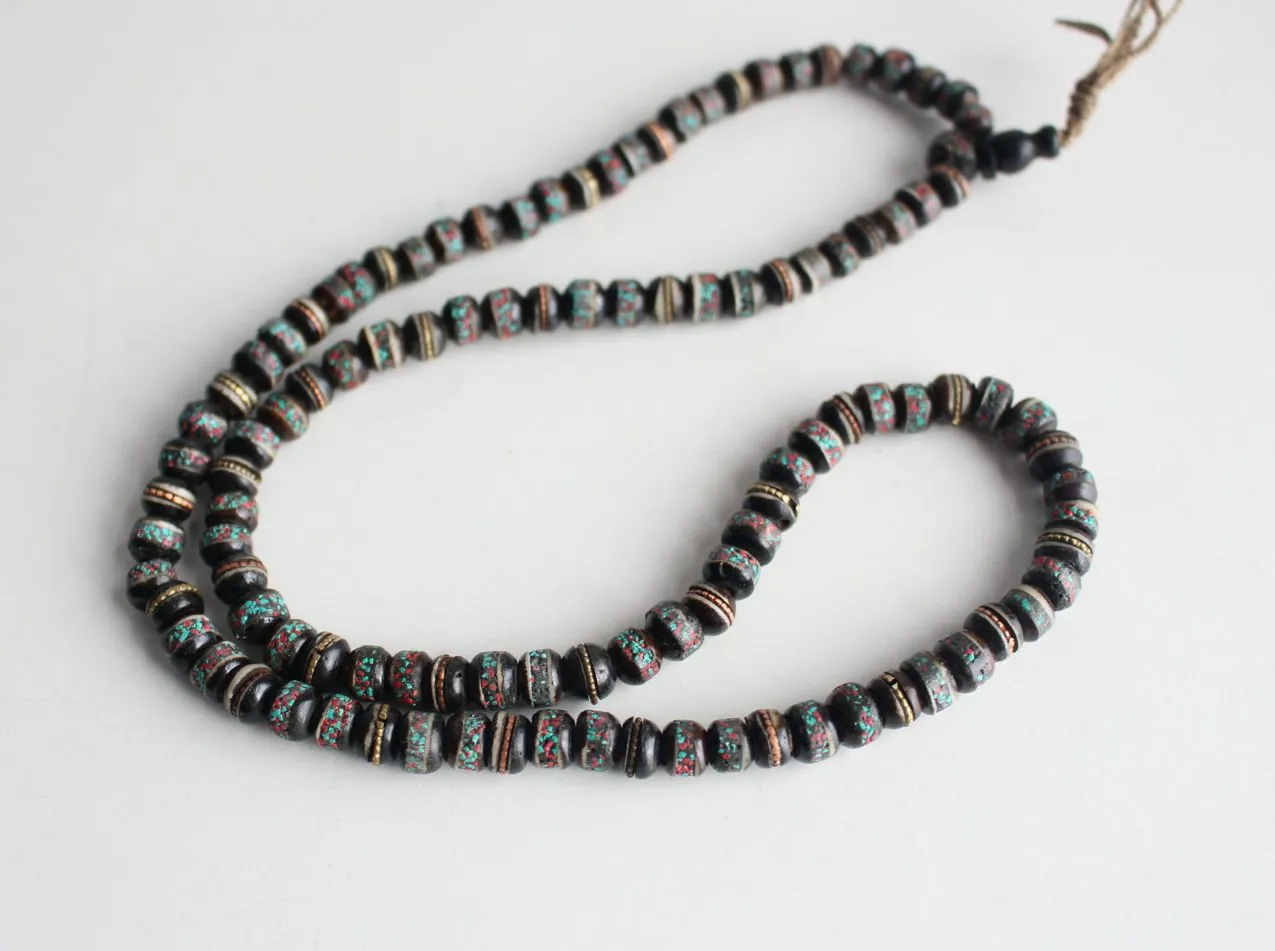 Black Bone Inlaid Prayer Mala