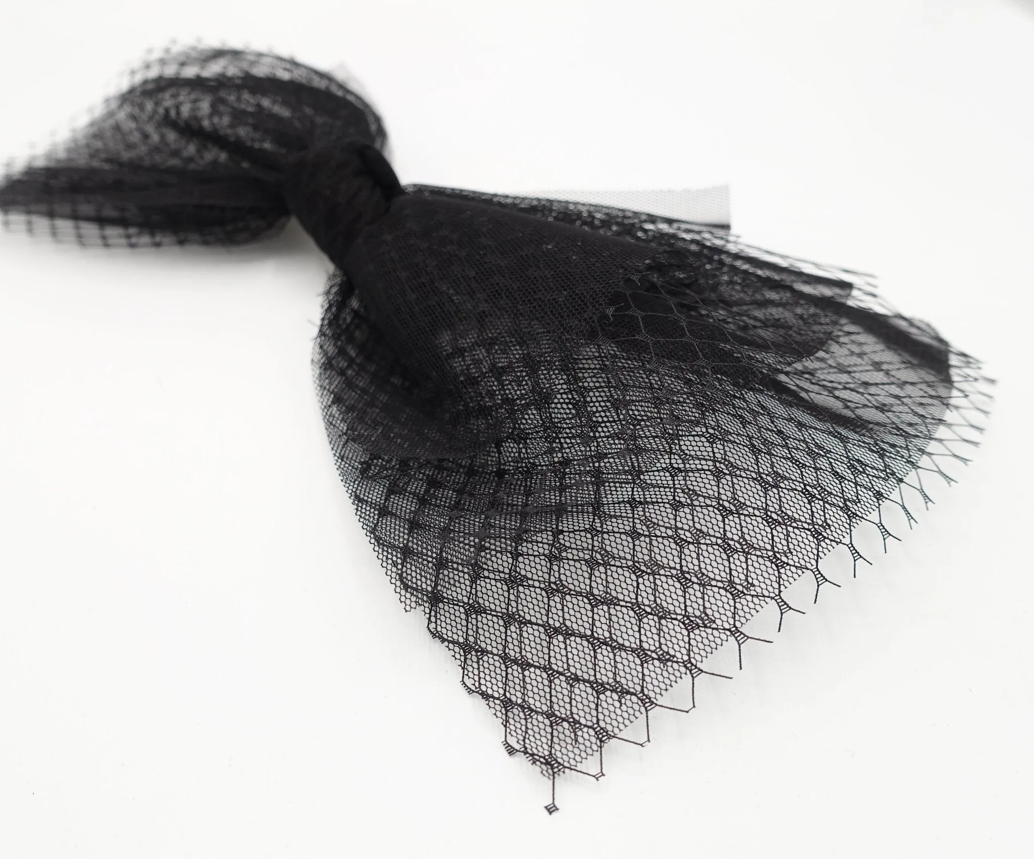 black mesh tulle hair bow voluminous veil bow knot headband fascinator hair accessory for women