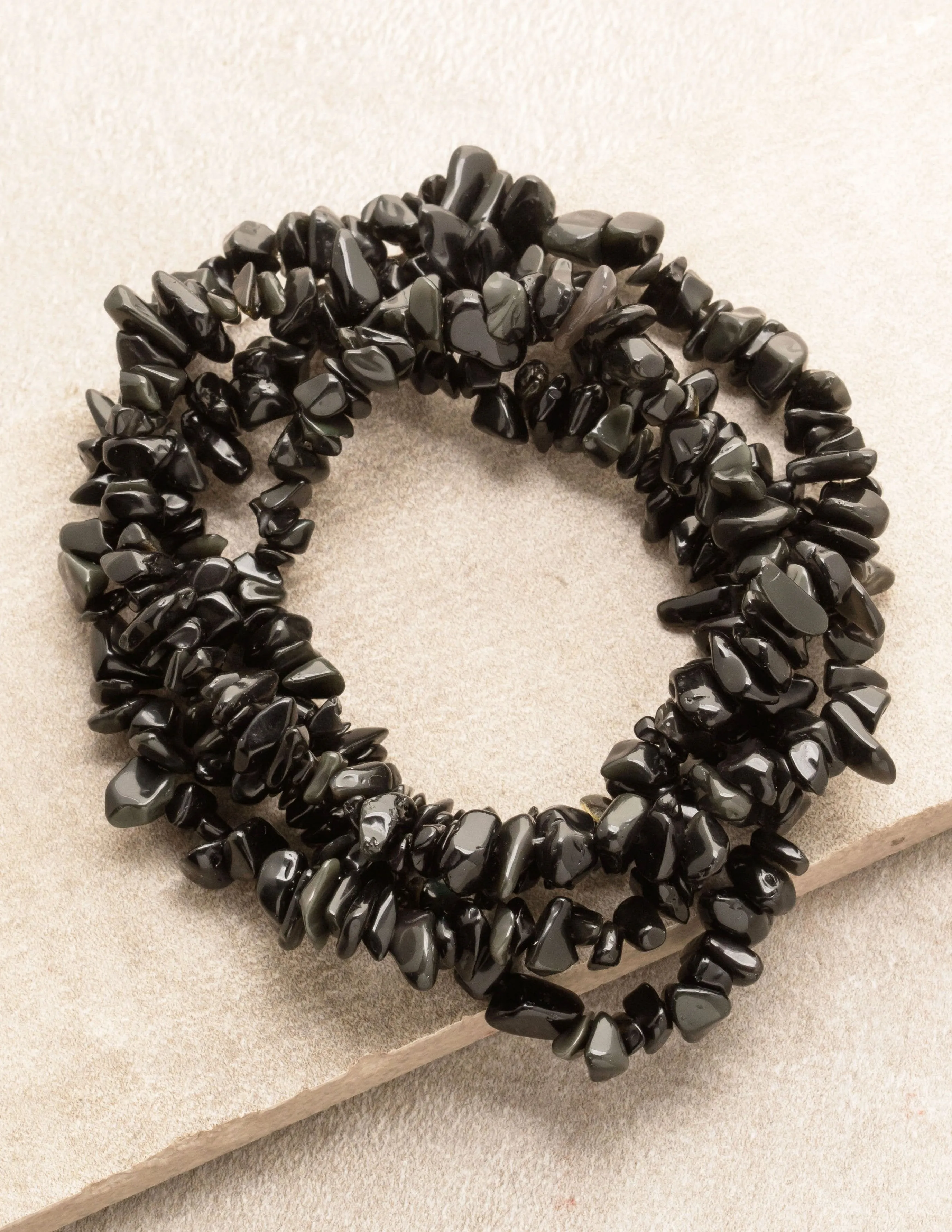 Black Obsidian Gemstone Chip Necklace