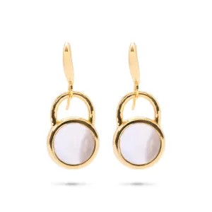 Blandine Circle Drop Earrings - Clear Quartz