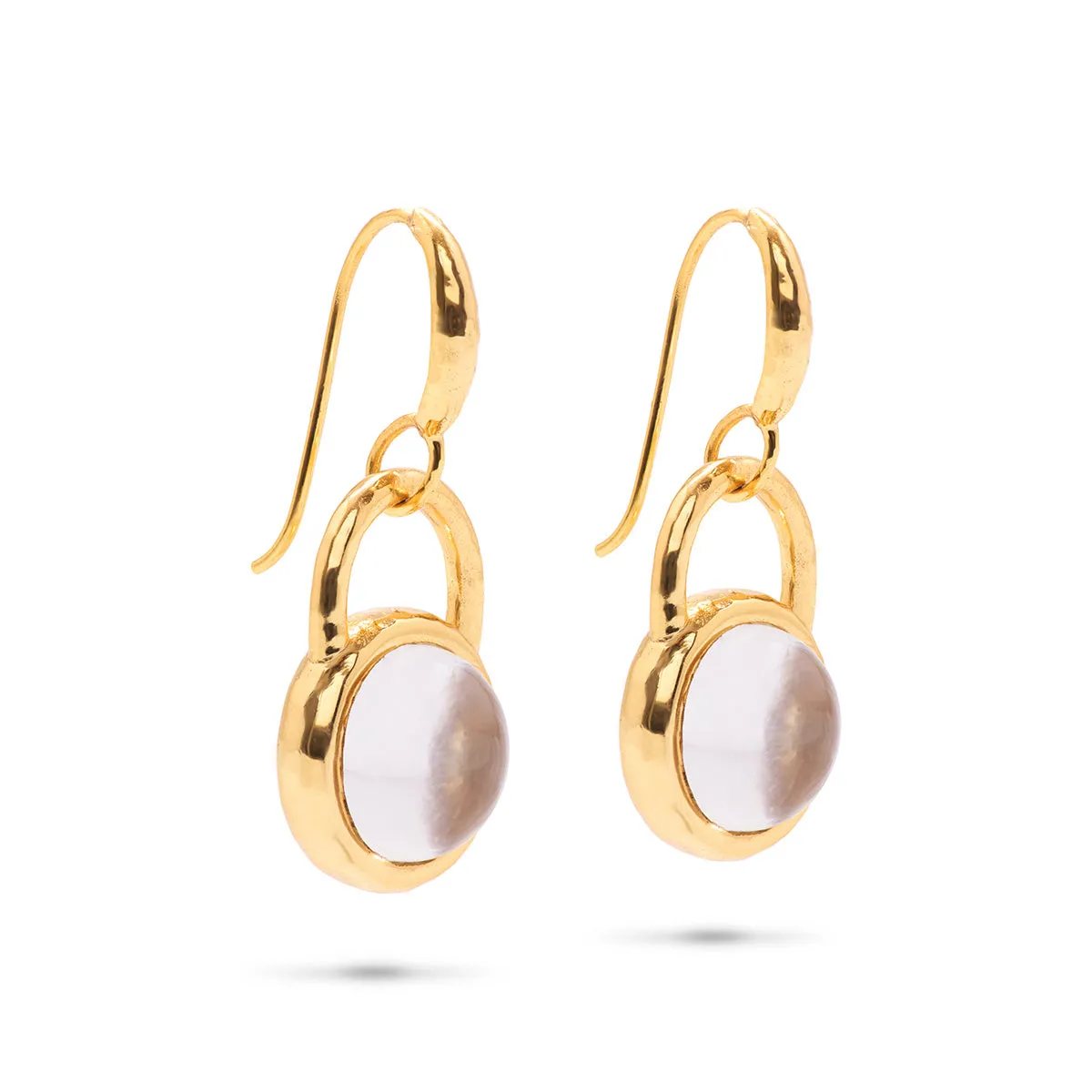 Blandine Circle Drop Earrings - Clear Quartz