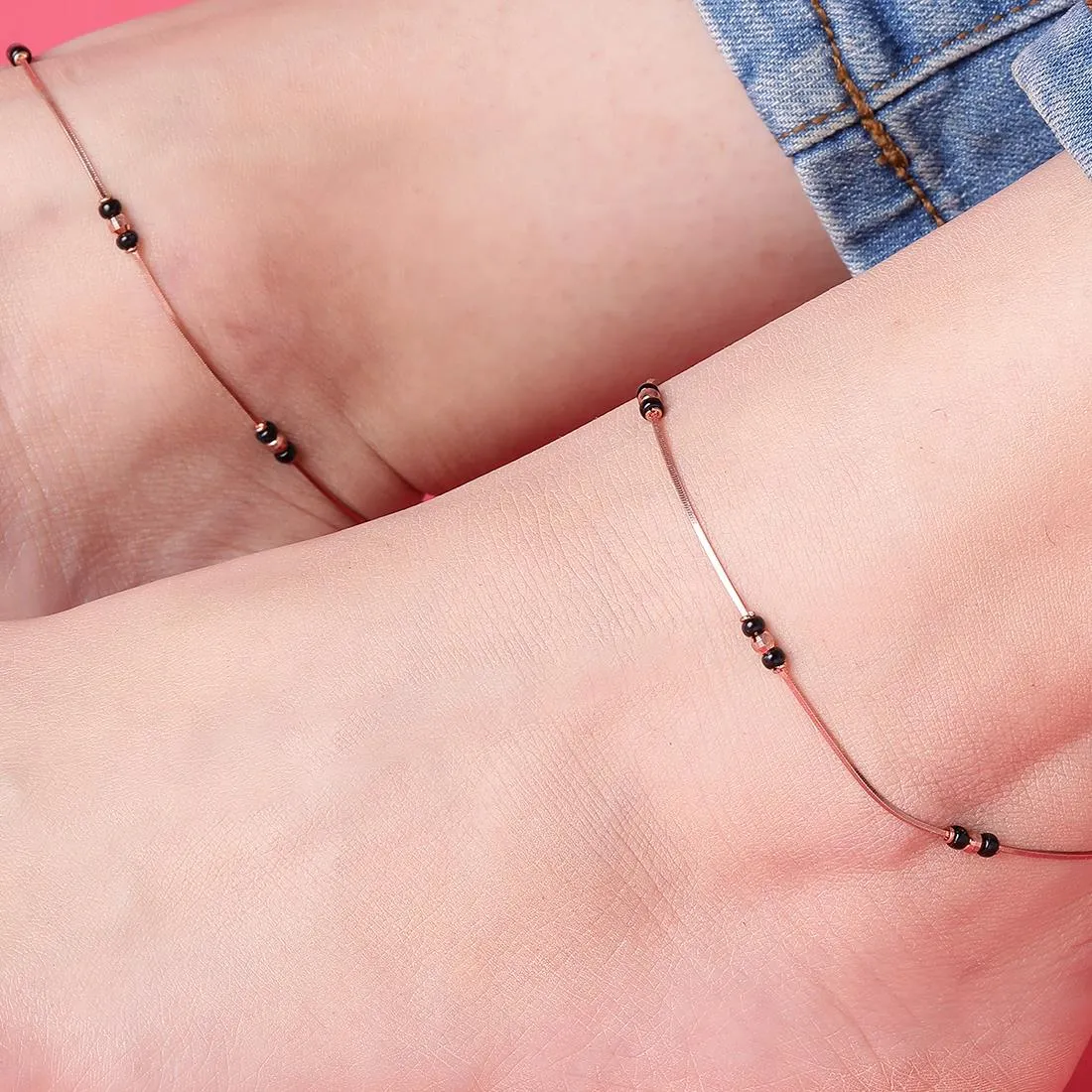 Blissful Rose Gold-Plated 925 Sterling Silver Anklet