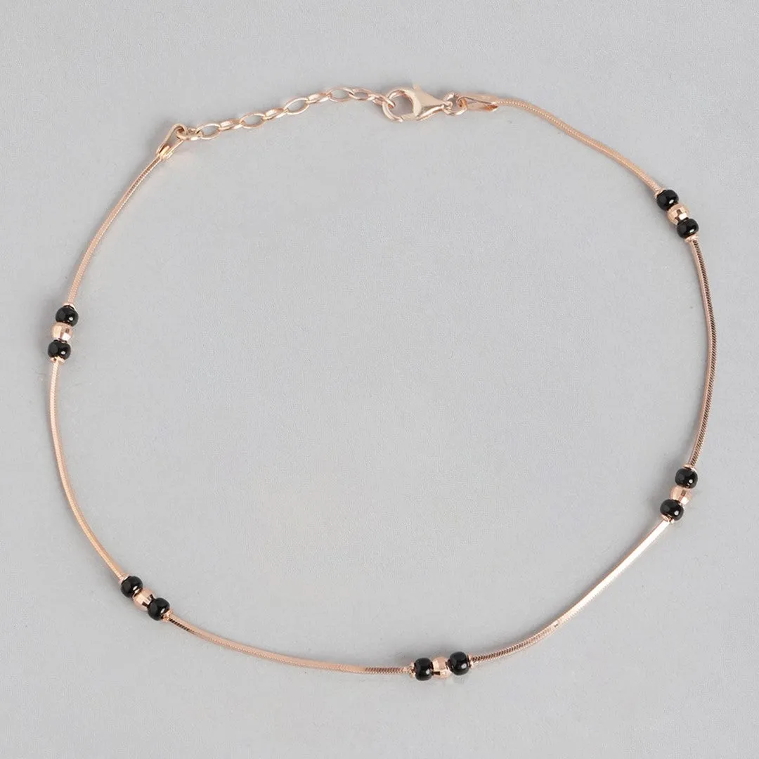 Blissful Rose Gold-Plated 925 Sterling Silver Anklet