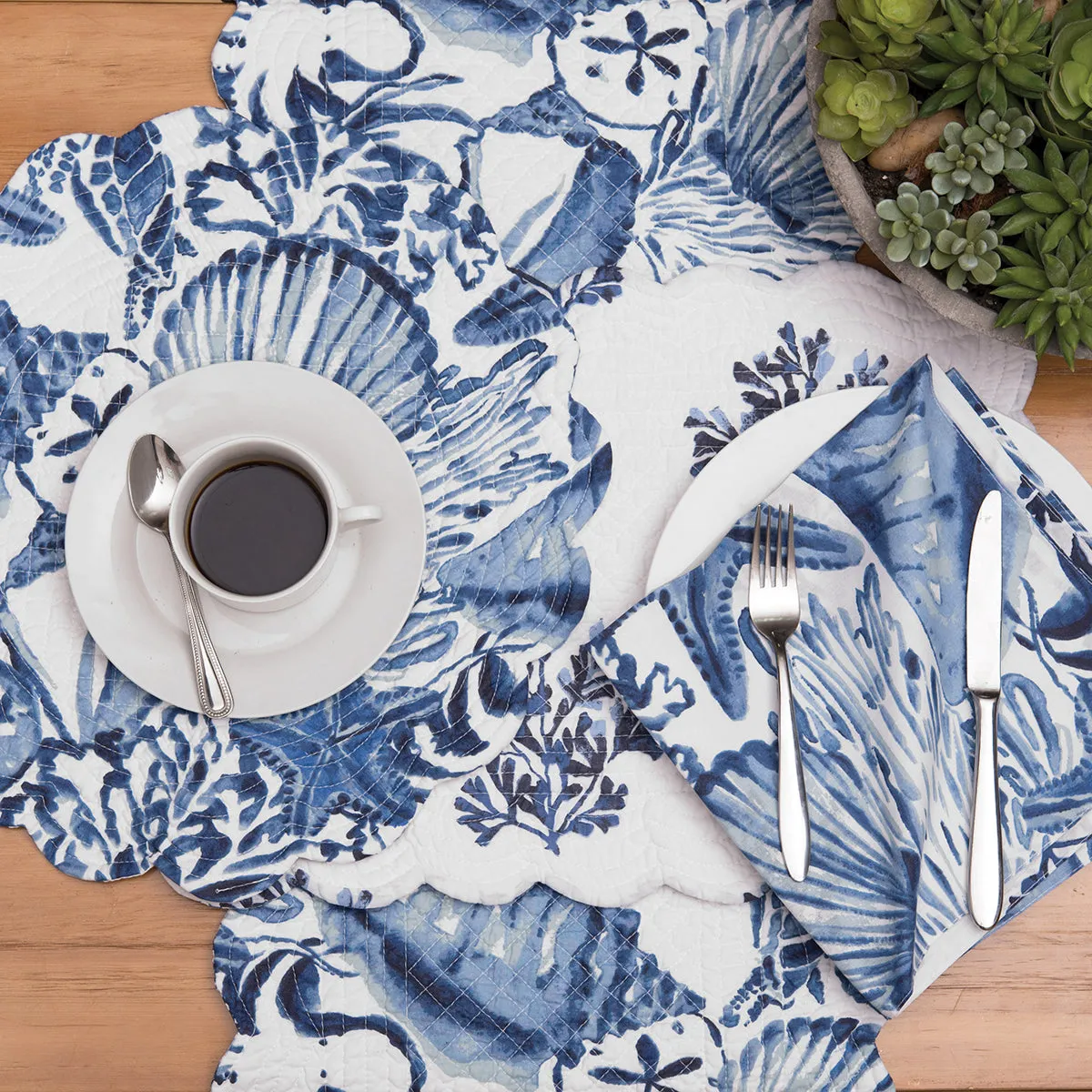 Blue Coast Shells Table Linens