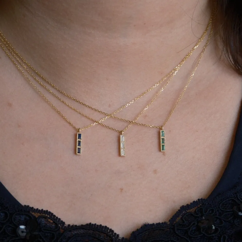 Blue Sapphire Tile Necklace (ready to ship option)*