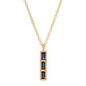 Blue Sapphire Tile Necklace (ready to ship option)*