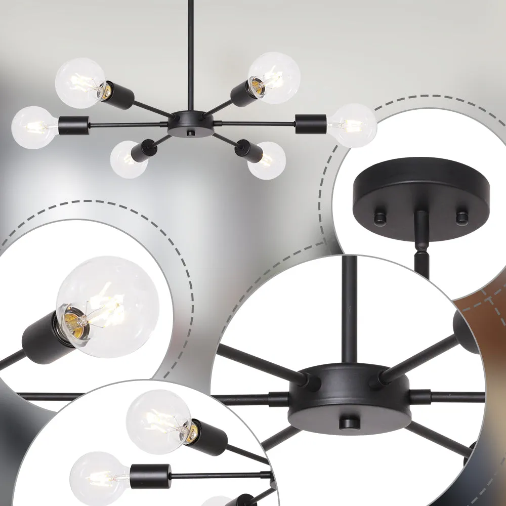 BONLICHT Black Sputnik Chandelier 6 Lights