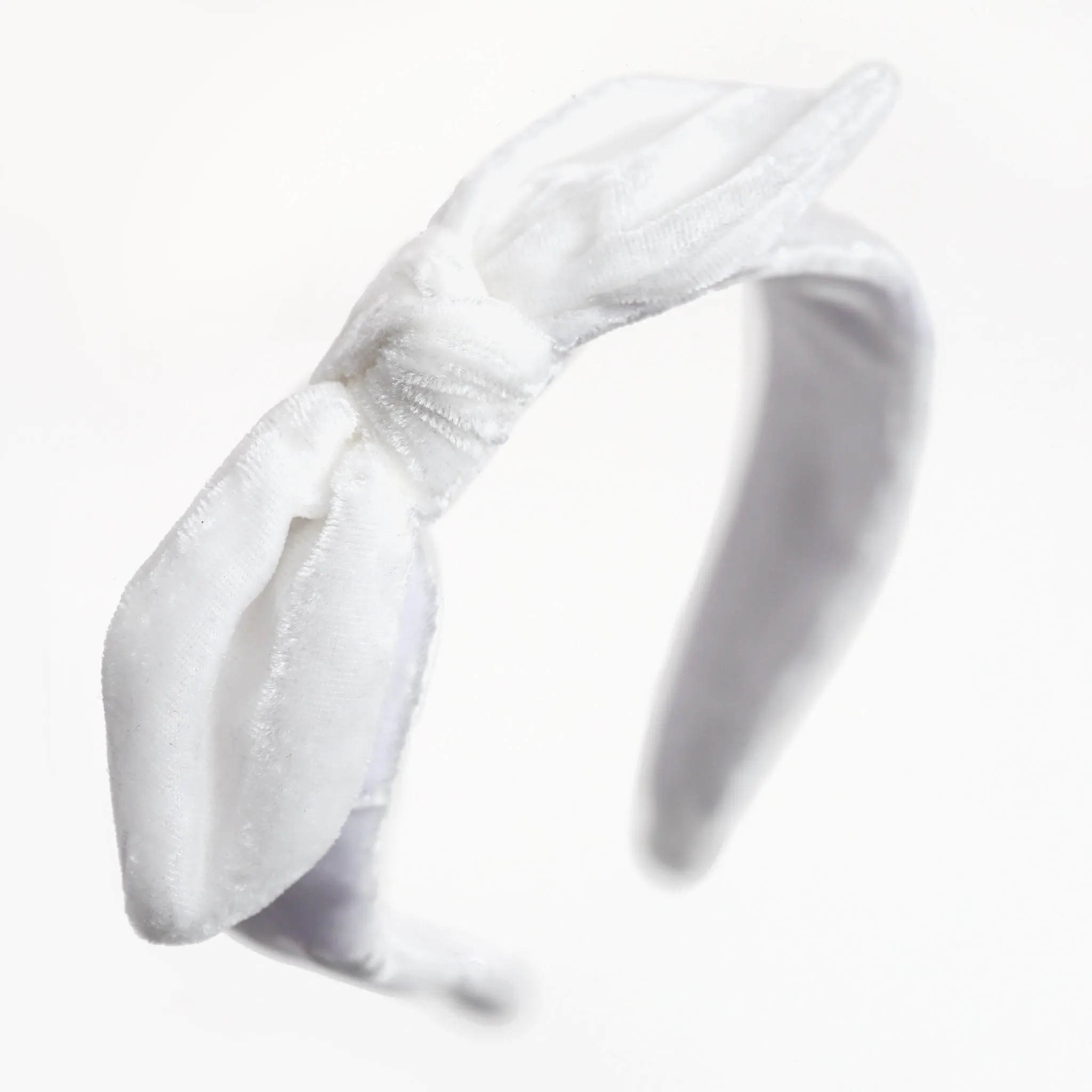 Bow Headband - White Velvet