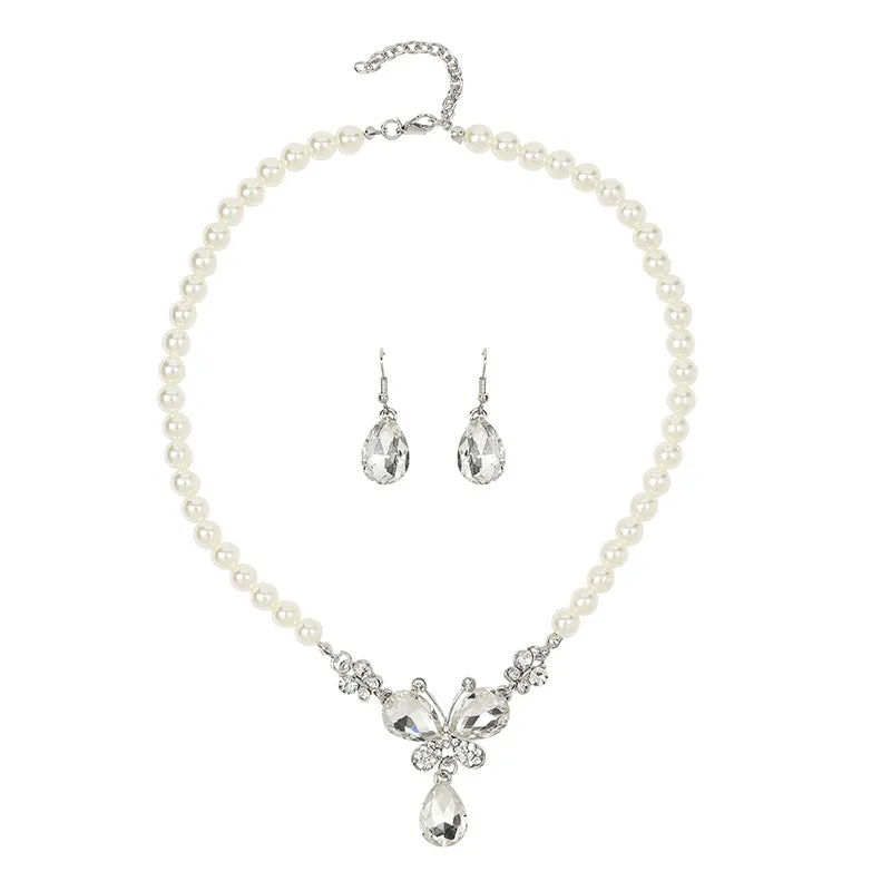 Bridal Jewelry Set Wedding Jewelry Necklace Set Butterfly Crystal Jewelry Set Girl Gift