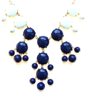 Bubble COLOR-BLOCK Statement Necklace- Navy & White