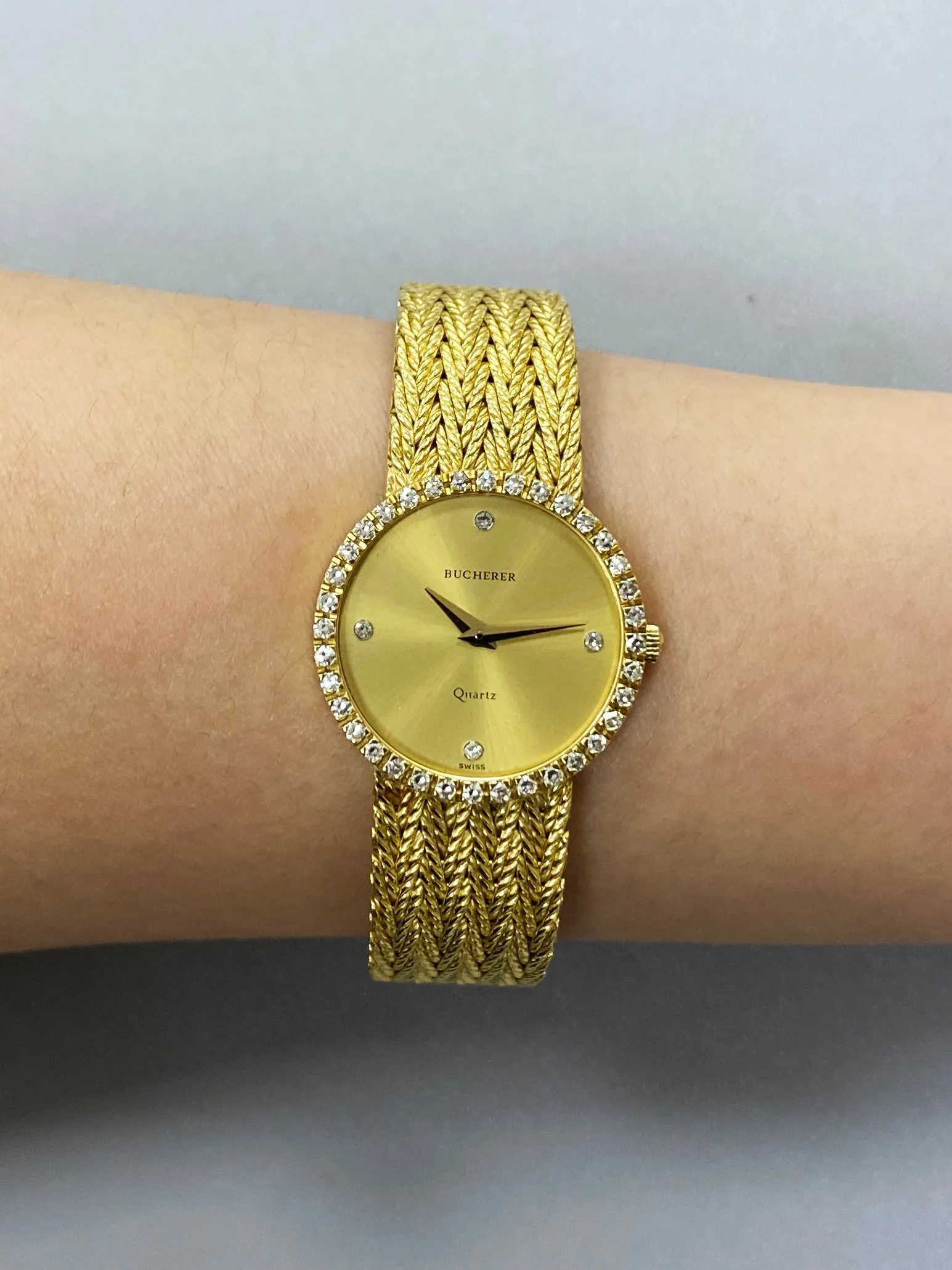 Bucherer 18K Yellow Gold Diamond Dial Ladies Watch