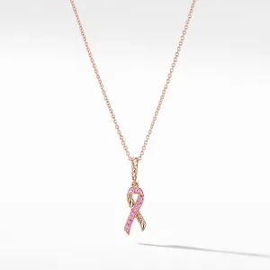 Cable Collectibles Ribbon Necklace in 18K Rose Gold with Pave Pink Sapphires