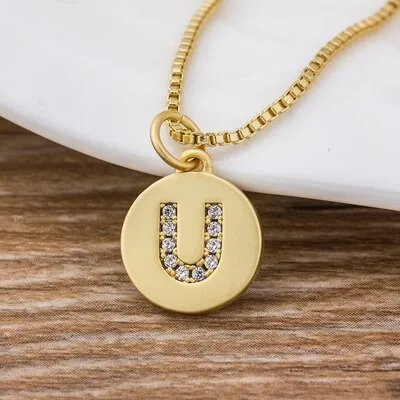 Charm Personal Pendant Necklace with Initial A-Z Zircon in Gold Color