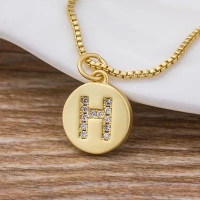 Charm Personal Pendant Necklace with Initial A-Z Zircon in Gold Color