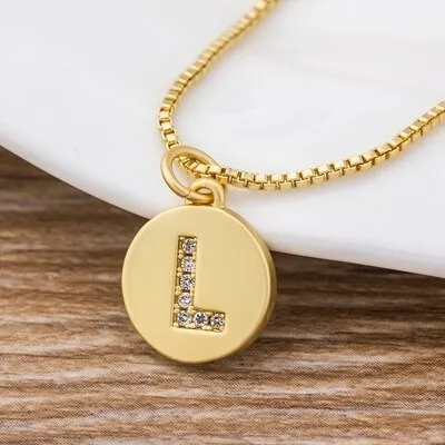 Charm Personal Pendant Necklace with Initial A-Z Zircon in Gold Color