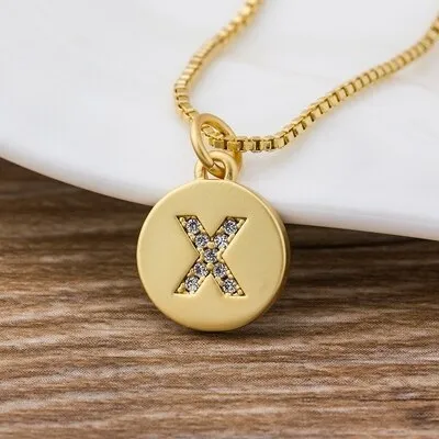 Charm Personal Pendant Necklace with Initial A-Z Zircon in Gold Color