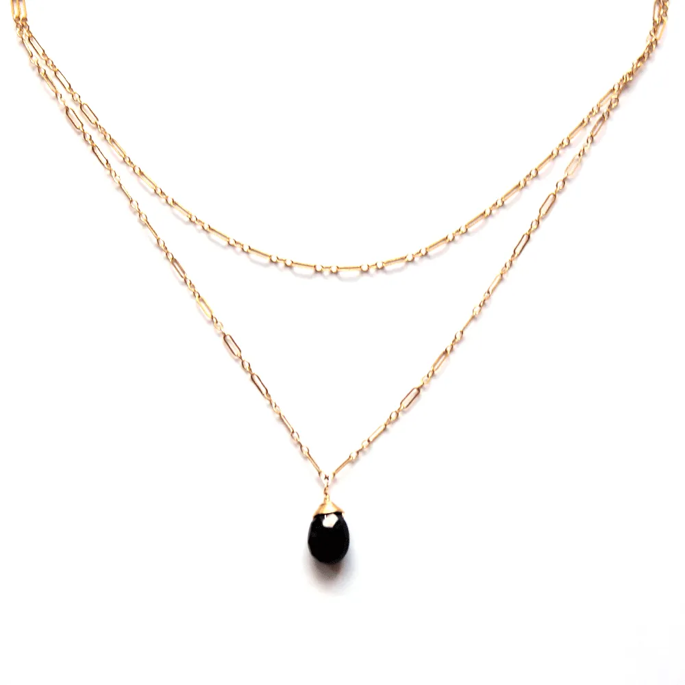 Choker Wrap Gemstone Necklace - Black Spinel