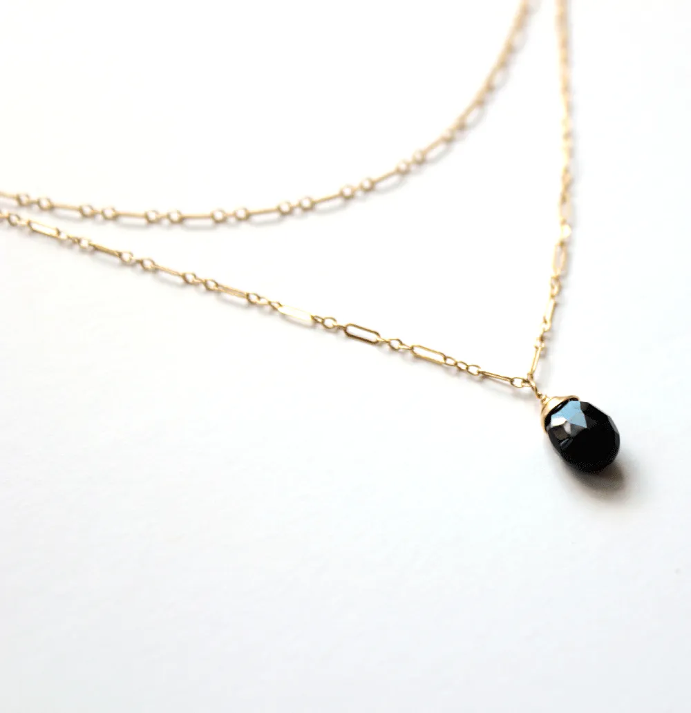 Choker Wrap Gemstone Necklace - Black Spinel