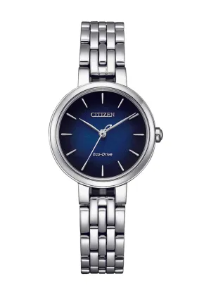 CITIZEN LADIES ECO-DRIVE BLUE DIAL STAINLESS STEEL BRACELET EM0990-81L