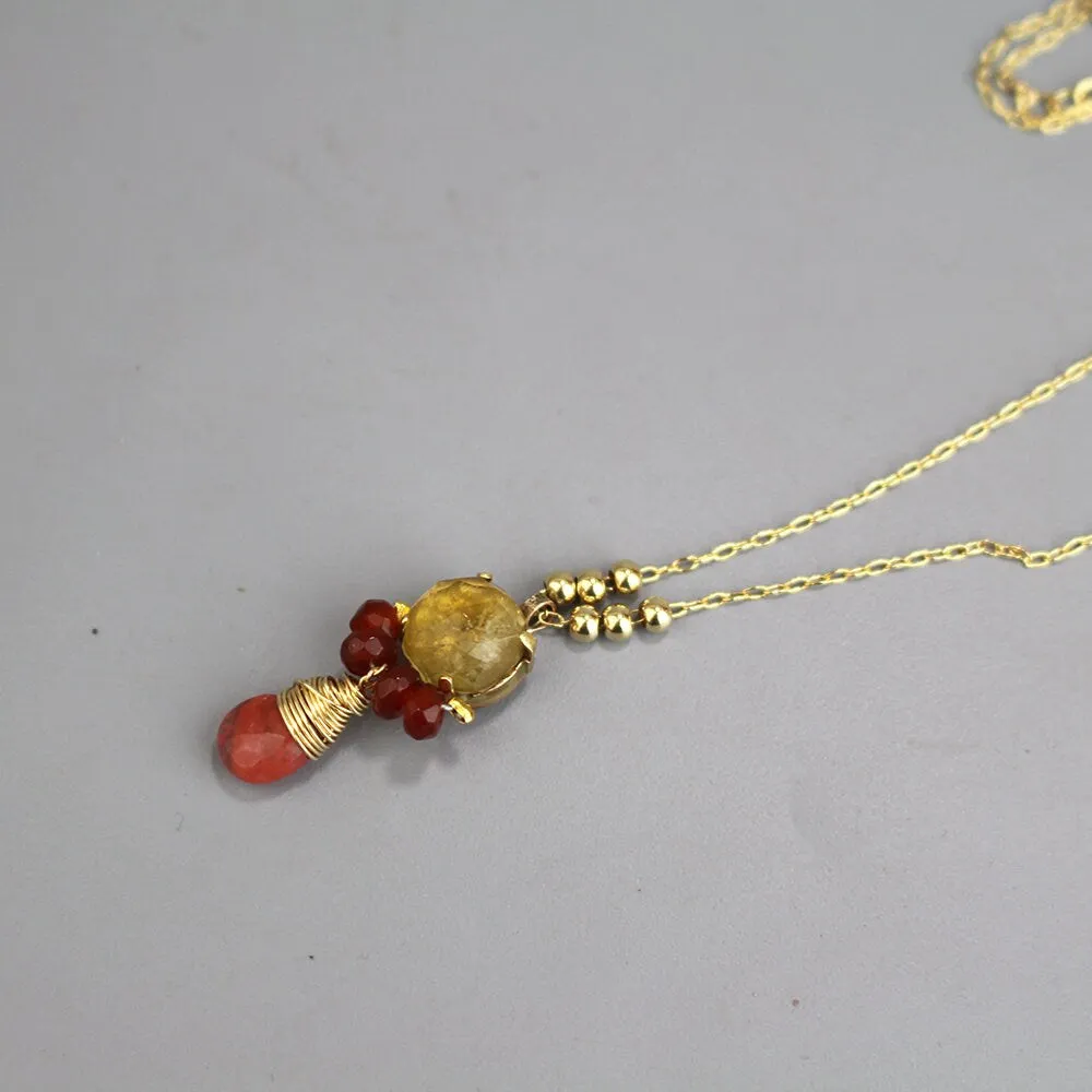 Citrine Carnelian Clover Jewelry Set