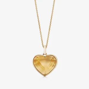 CITRINE HEART TALISMAN PENDANT NECKLACE GOLD (MEDIUM)