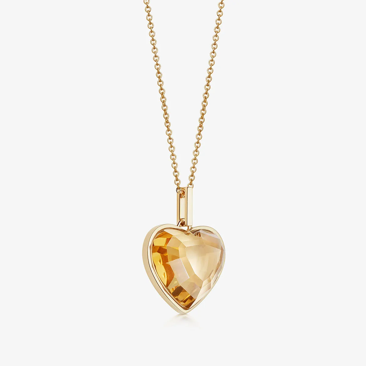 CITRINE HEART TALISMAN PENDANT NECKLACE GOLD (MEDIUM)