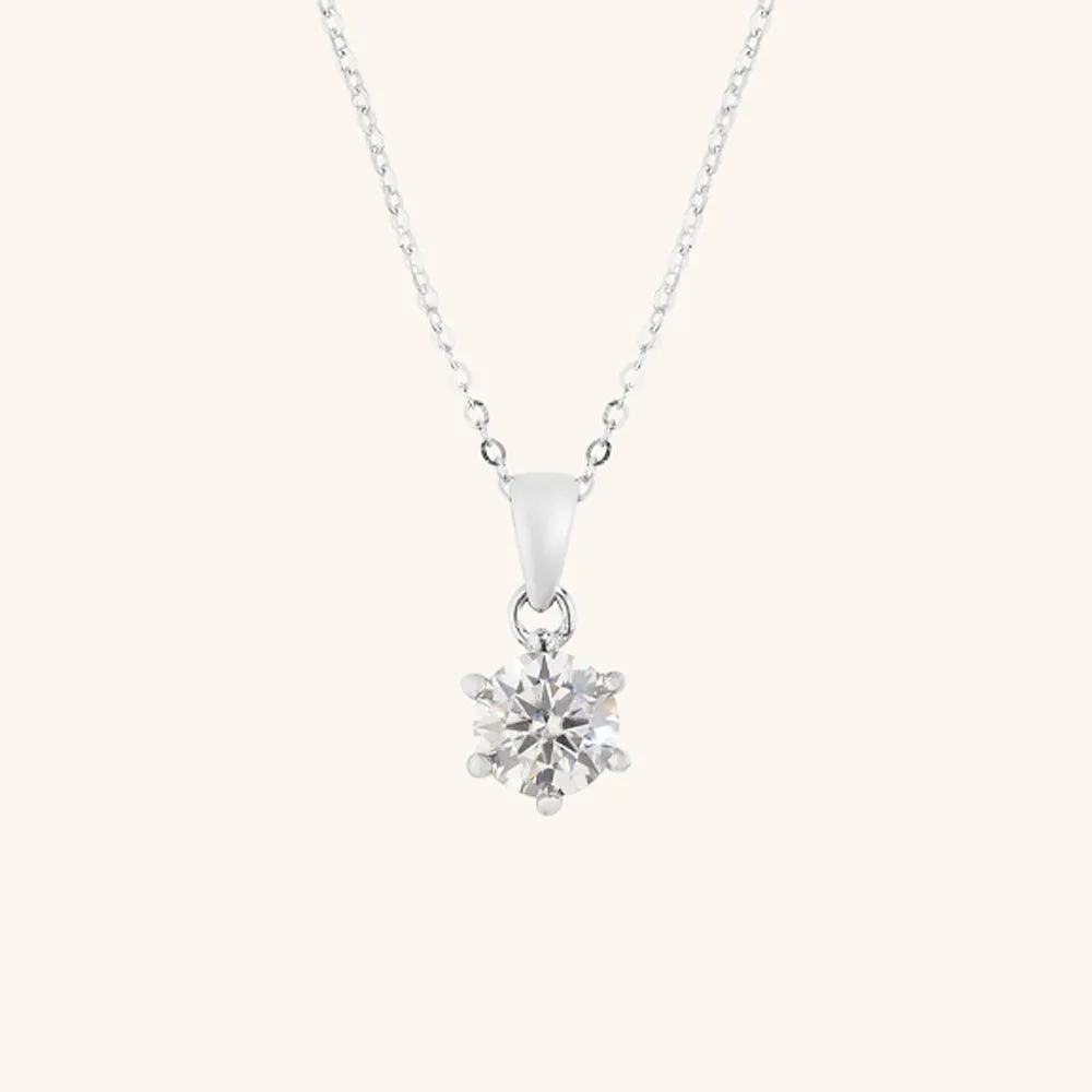 Classic Six Prong Moissanite Pendant Necklace