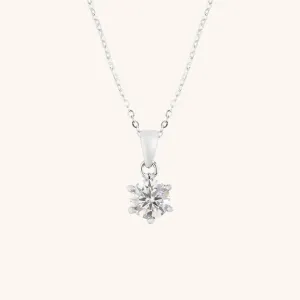 Classic Six Prong Moissanite Pendant Necklace