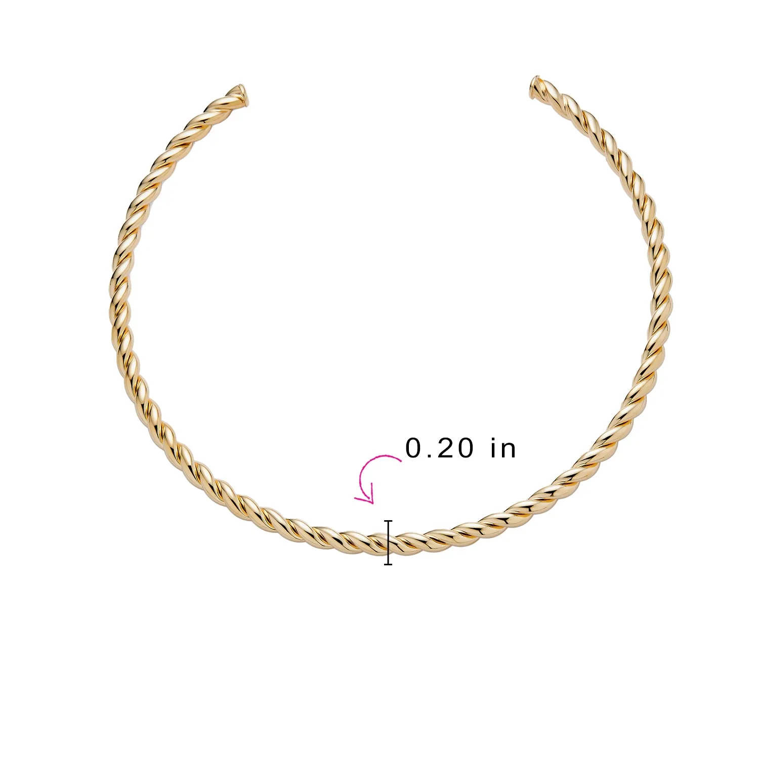 Classic V Collar Thin Twist Braid Choker Necklace Yellow Gold Plated