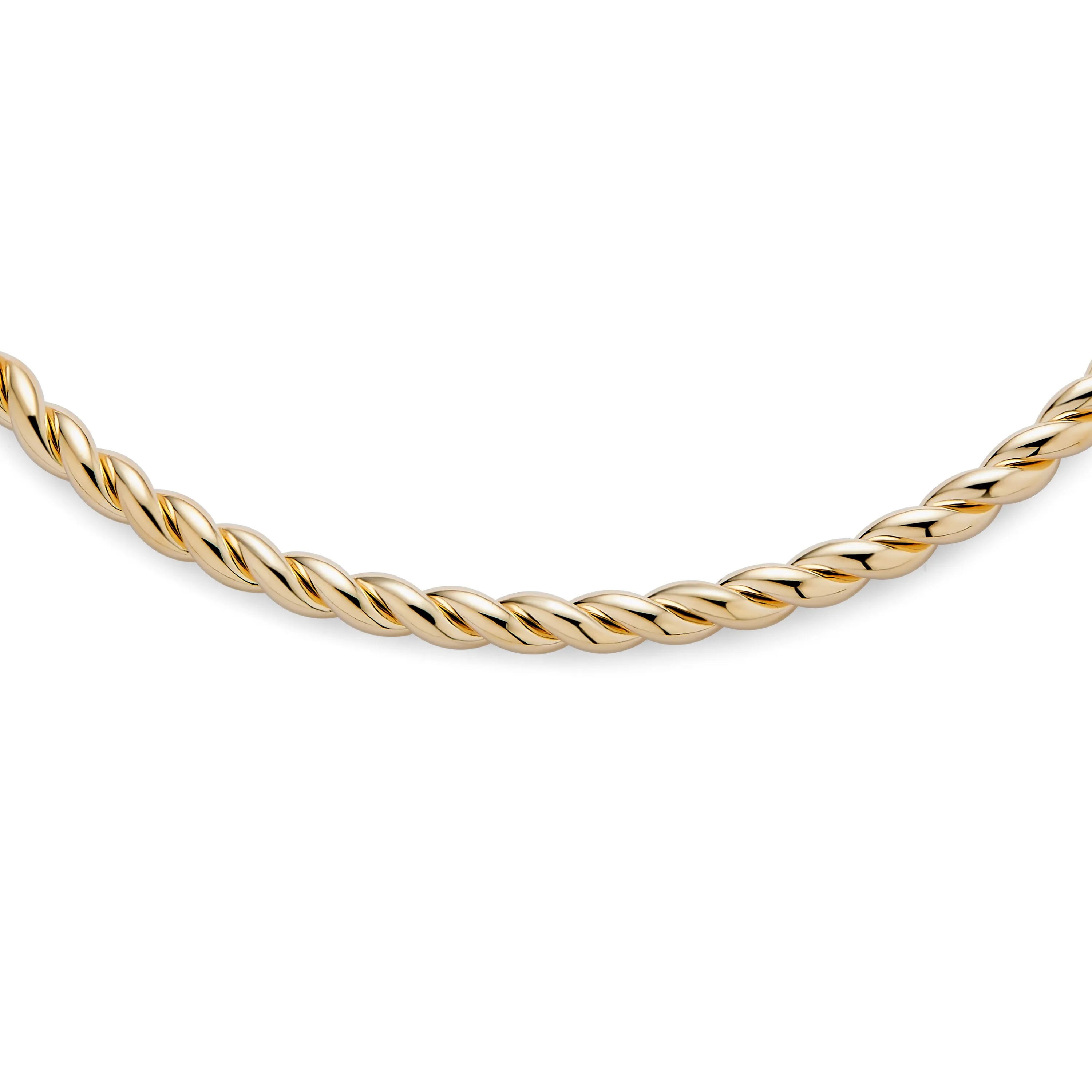 Classic V Collar Thin Twist Braid Choker Necklace Yellow Gold Plated