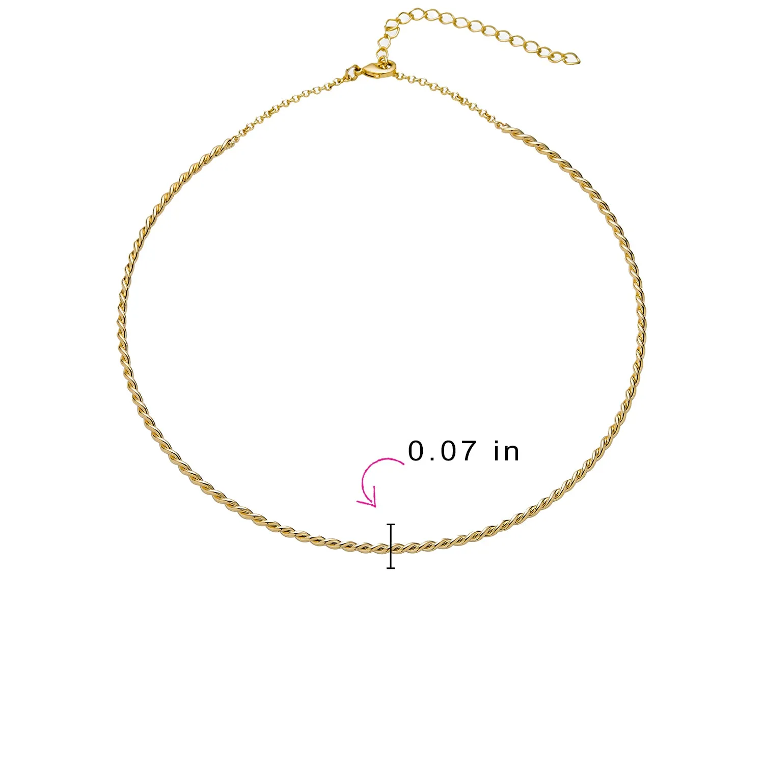 Classic V Collar Thin Twist Braid Choker Necklace Yellow Gold Plated