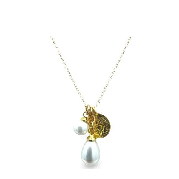 Cluster Necklace: Pearls and Coin Charm (NGCL3834)