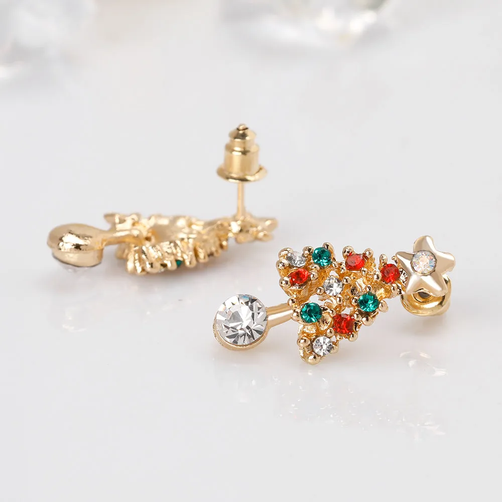 Colourful Zircon Christmas Tree Earrings