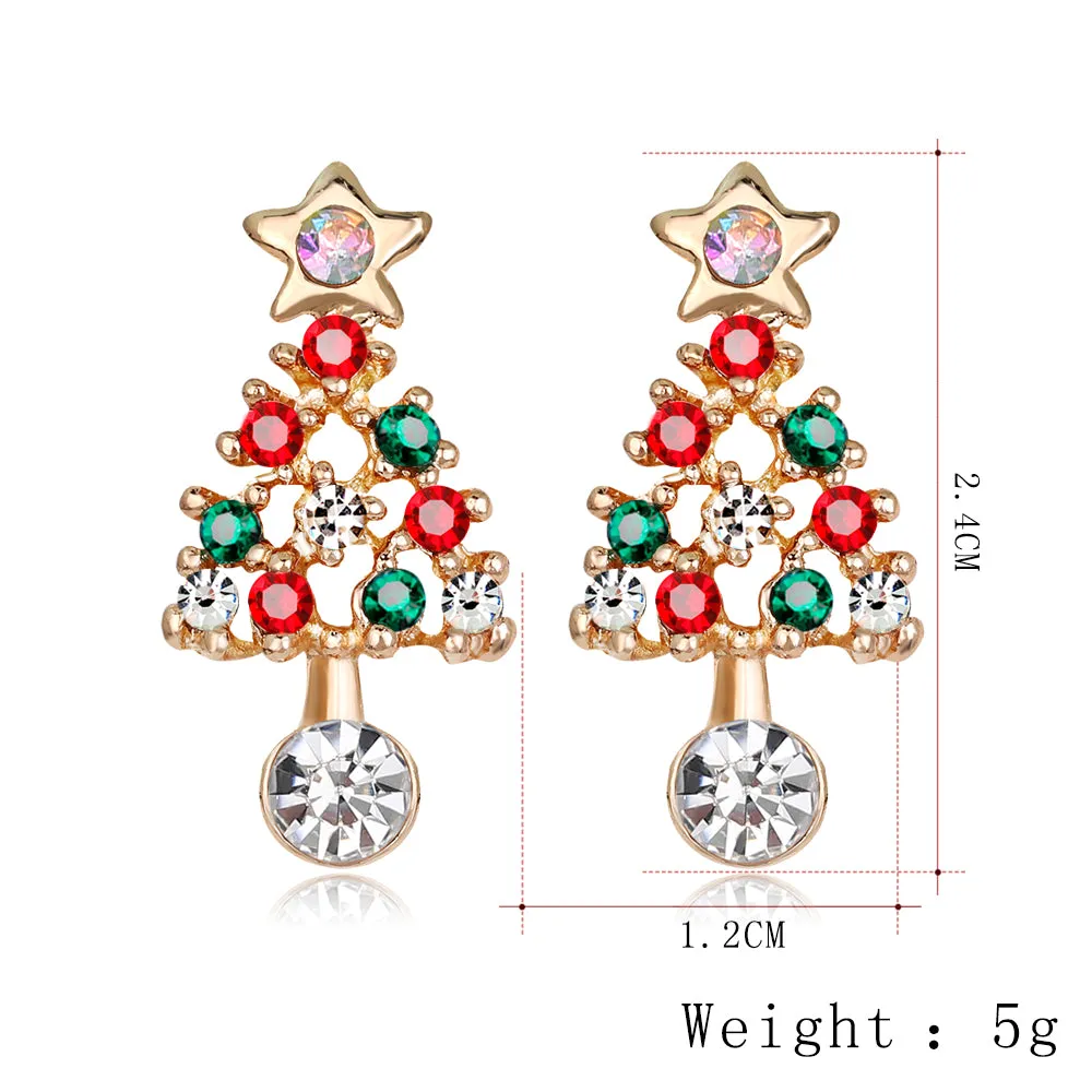 Colourful Zircon Christmas Tree Earrings