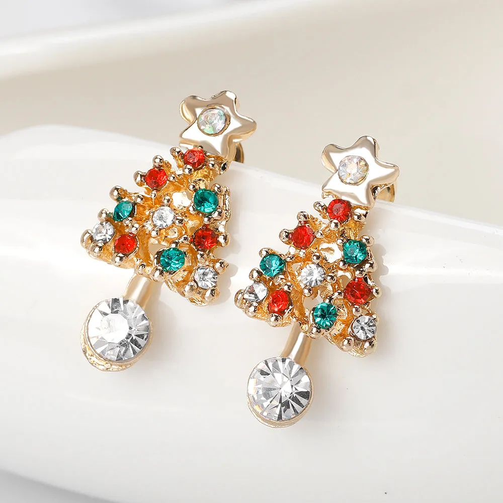 Colourful Zircon Christmas Tree Earrings