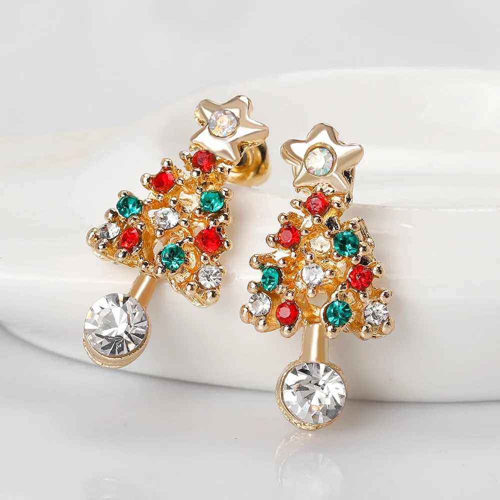 Colourful Zircon Christmas Tree Earrings