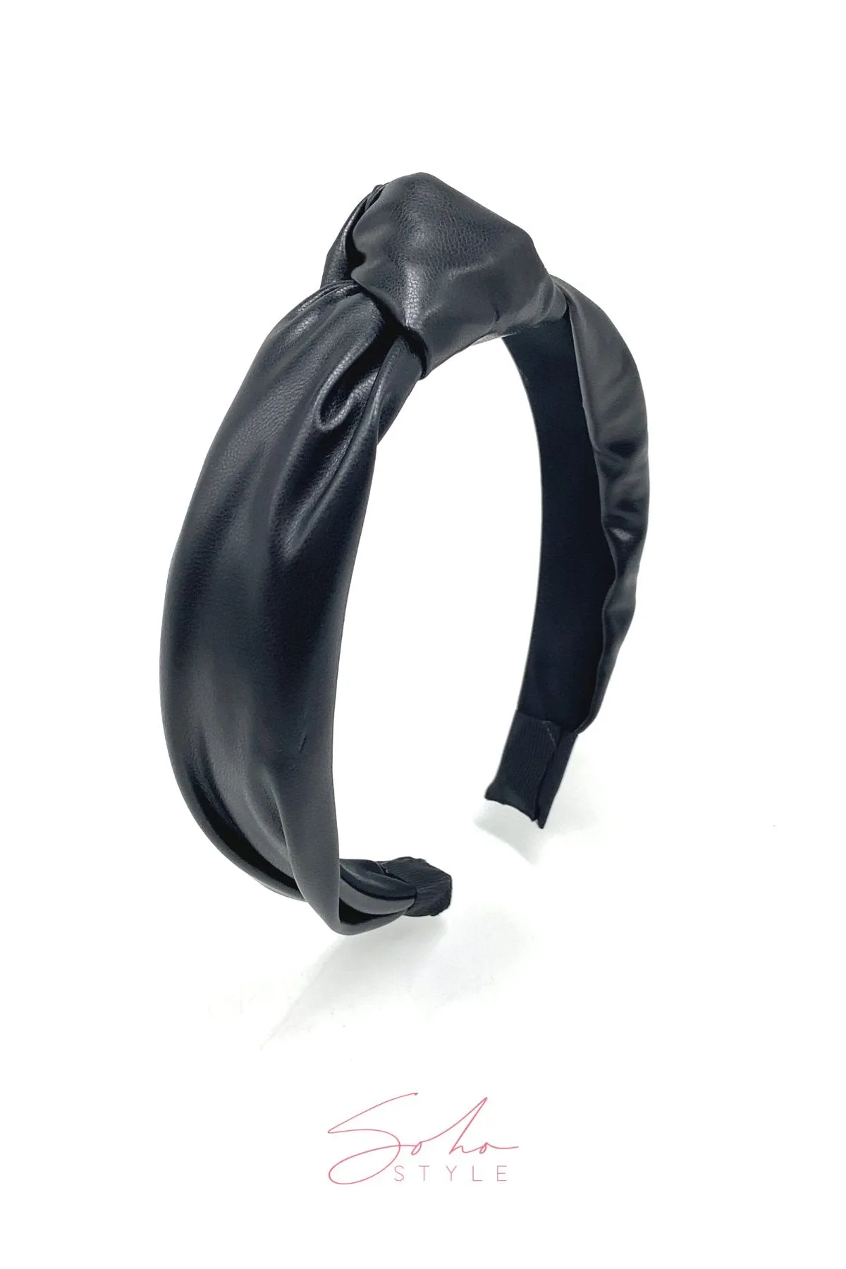 Comfortable black leather headband