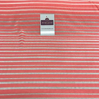 Coral pink and Grey Polyester Burnout viscose jersey striped Fabric 58" M720-5