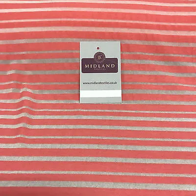 Coral pink and Grey Polyester Burnout viscose jersey striped Fabric 58" M720-5