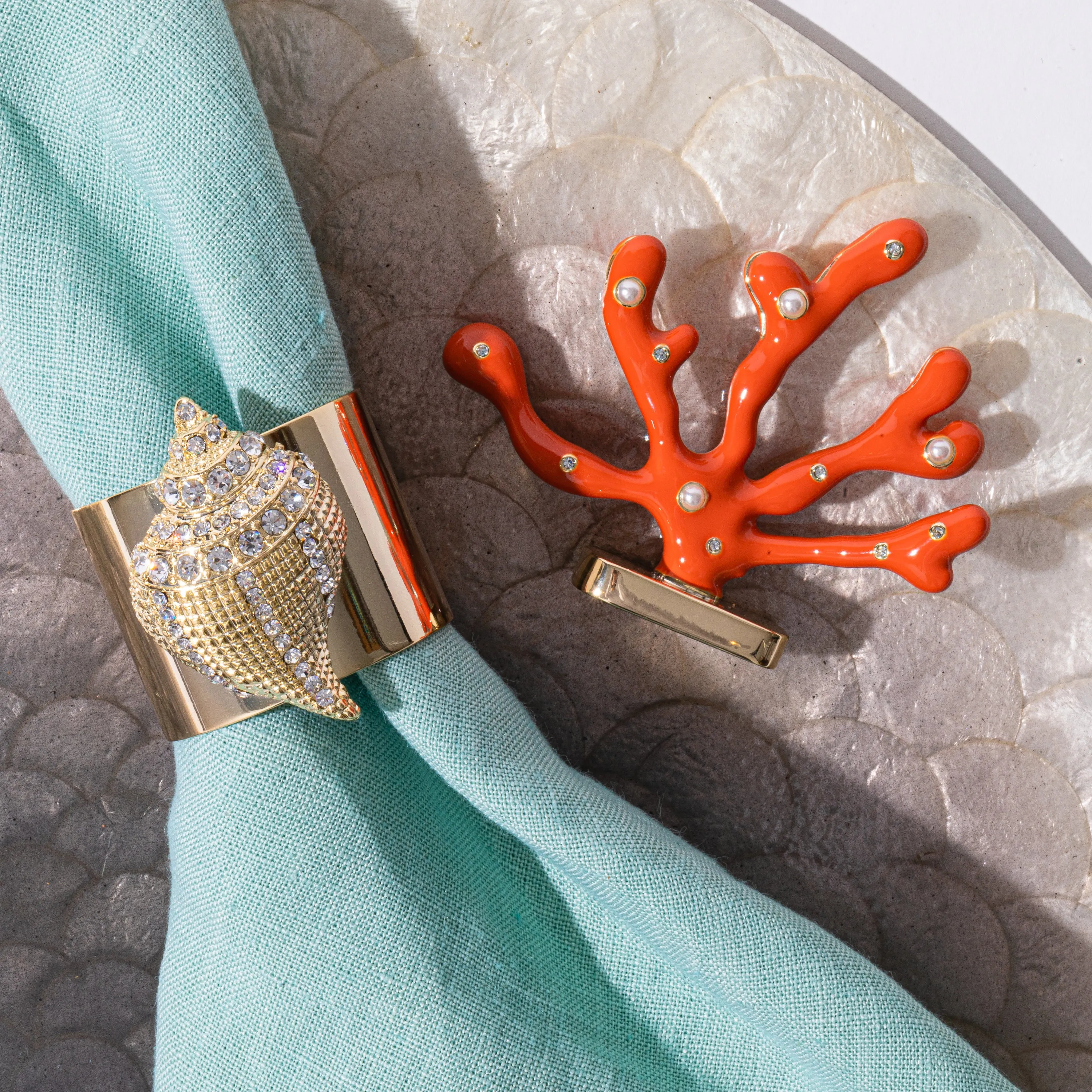 Coral placecard holders, coral, set of two