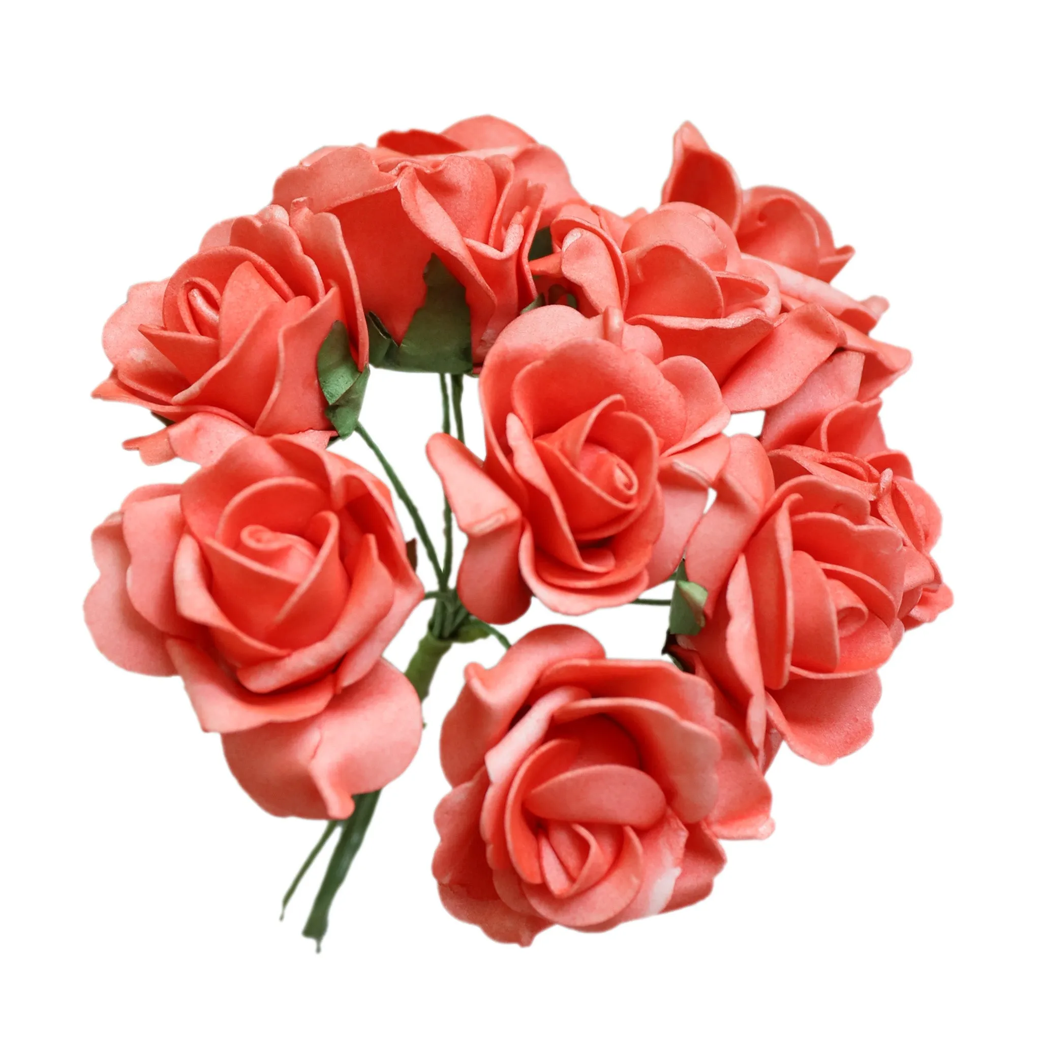 Coral Roses Artificial Wedding Flowers