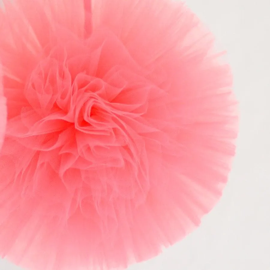 Coral tulle pom pom