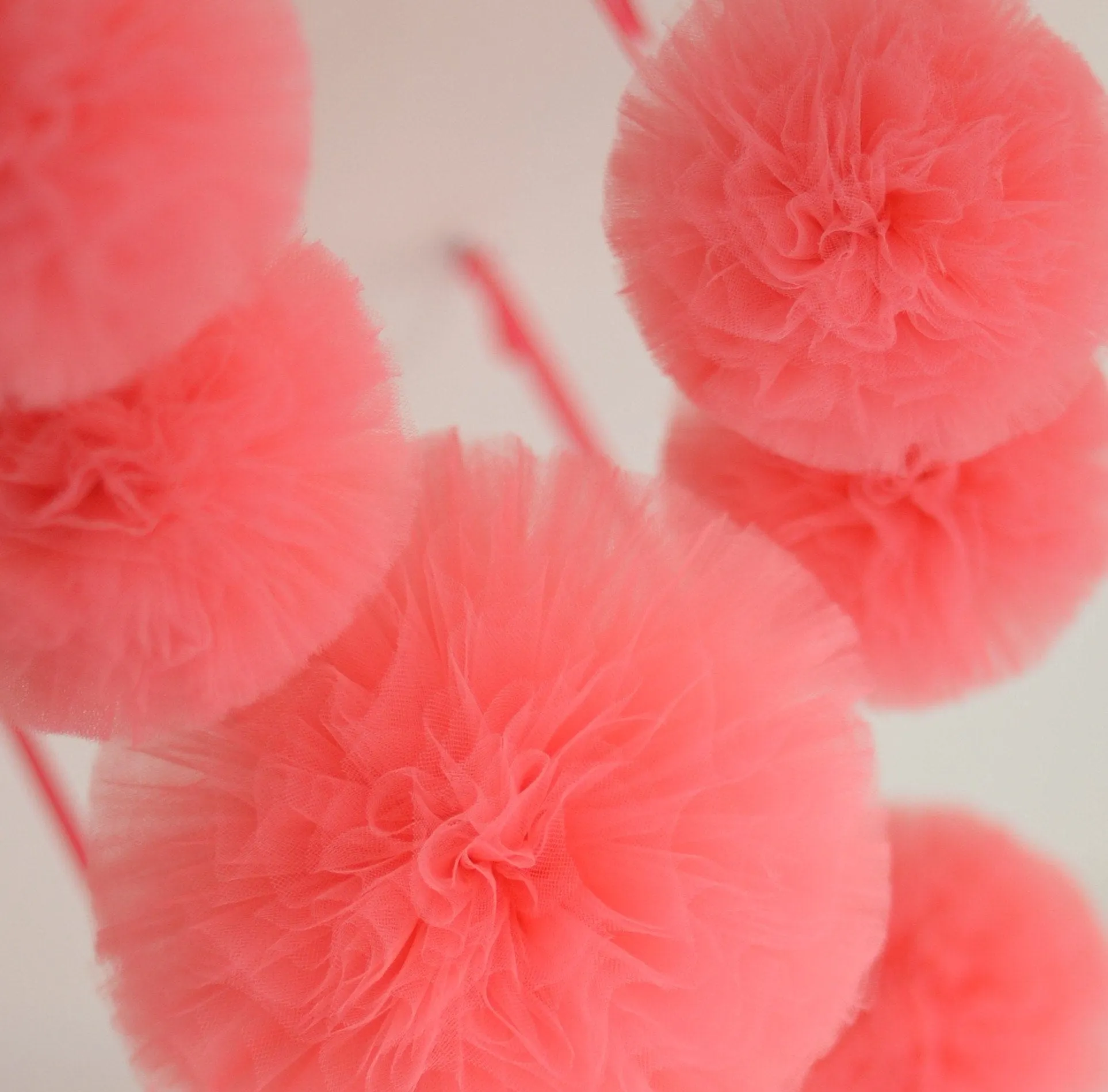 Coral tulle pom pom