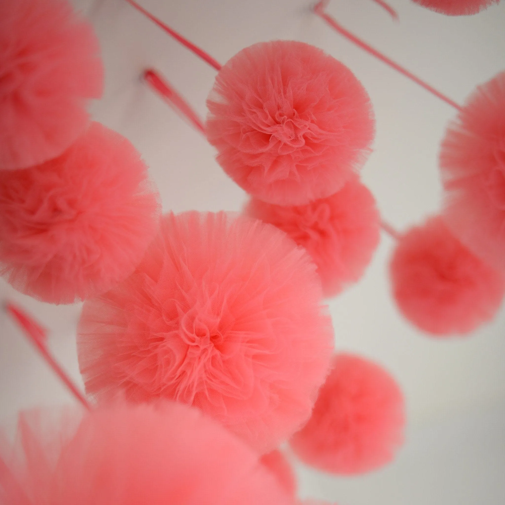 Coral tulle pom pom