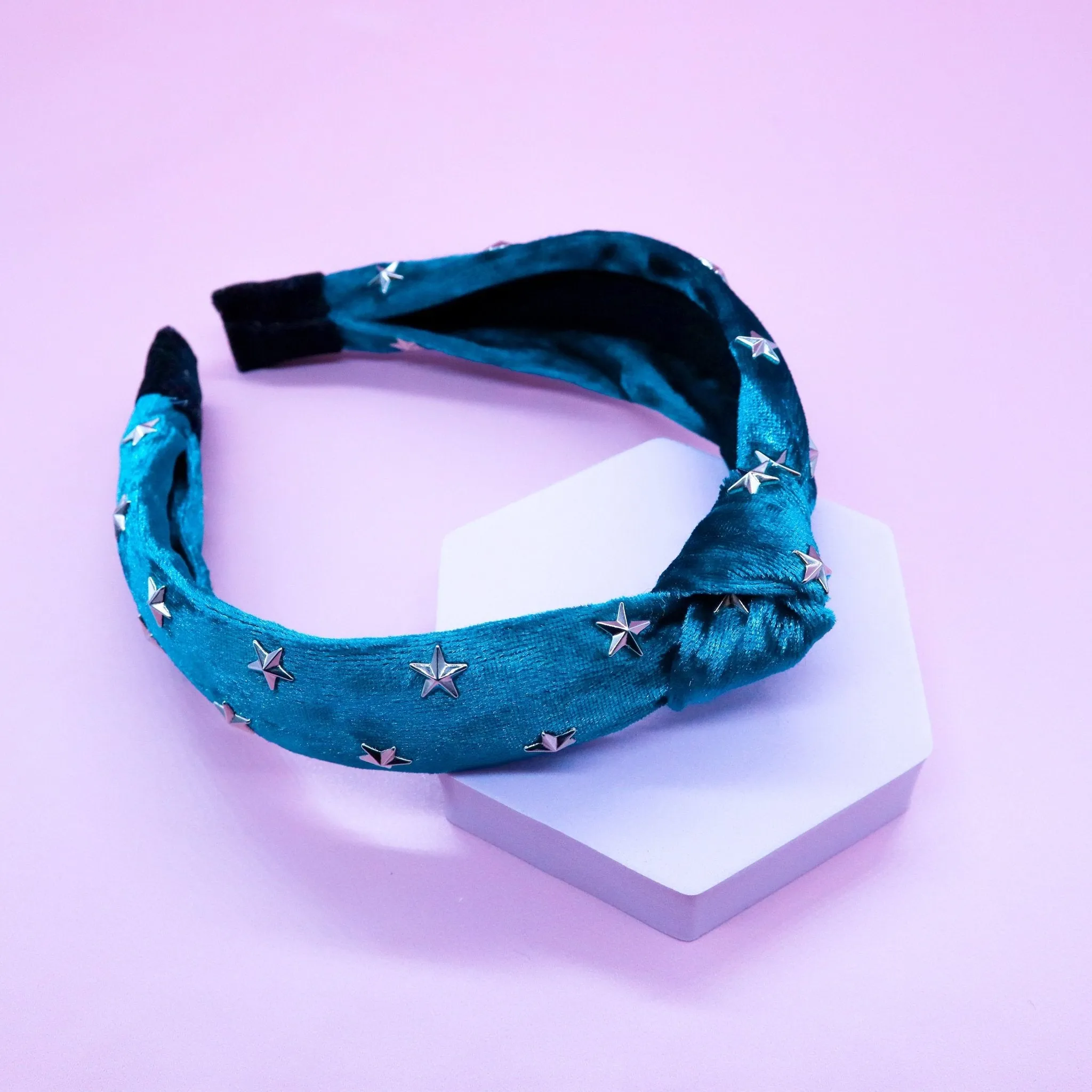 Crushed Velvet Knot Studded Star Headband