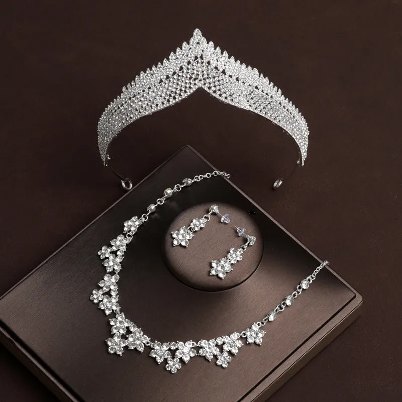 Crystal Bridal Jewelry Sets Rhinestone Crowns Tiaras Necklace Earrings Set Wedding Jewelry Set