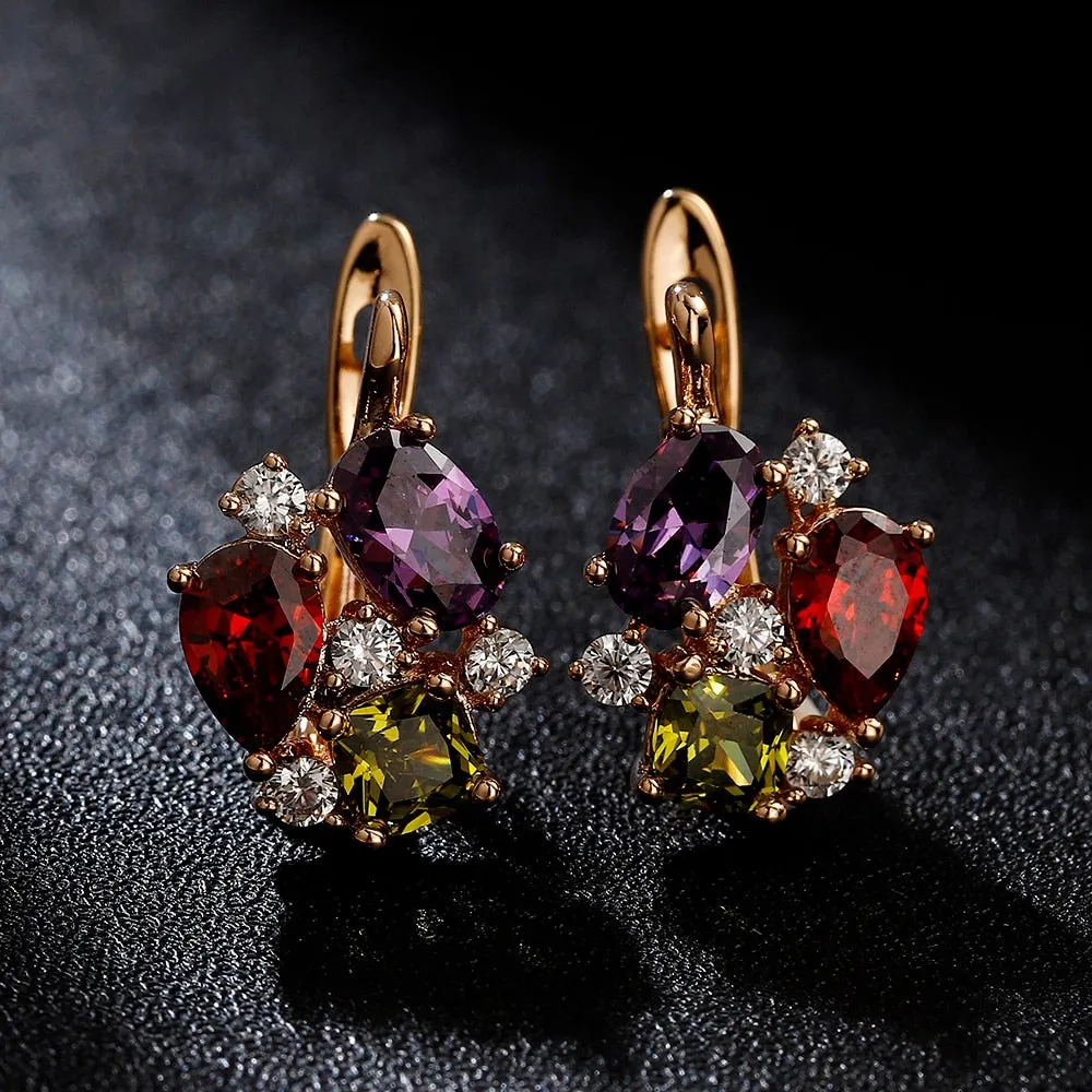 Crystal Stud Earrings Small Red Blue Natural Zircon Earring Jewelry Earrings For Women