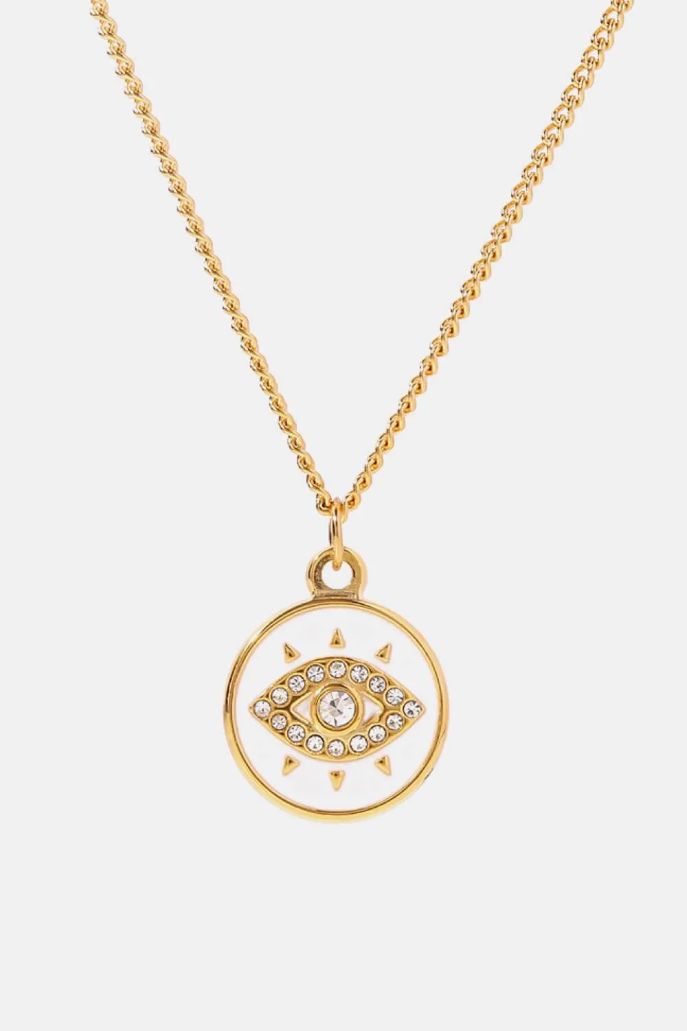 Cubic Zirconia Evil Eye Pendant Chunky Chain Necklace